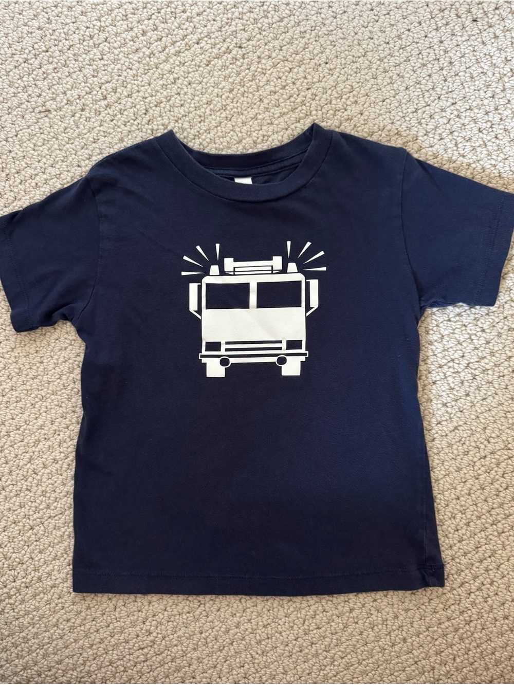 Bella+Canvas Kids Navy Fire Truck Graphic Tee